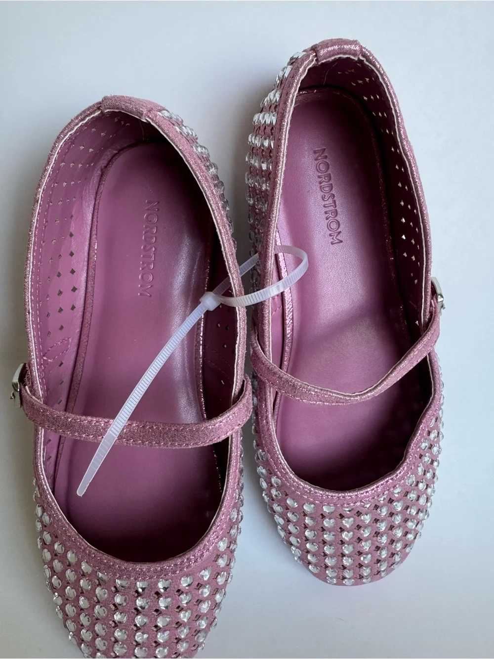 Nordstrom Girls' Pink Rhinestone Mary Jane Flats
